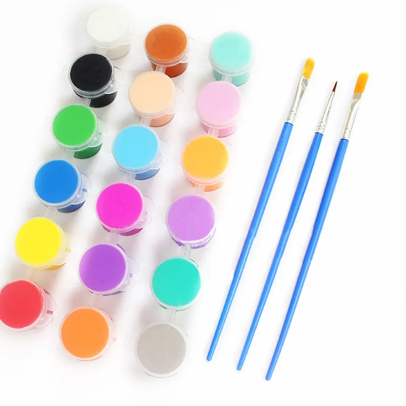 Pintura acrílica con pincel para niños, pintura acrílica líquida lavable no tóxica, 5ml, 6 colores
