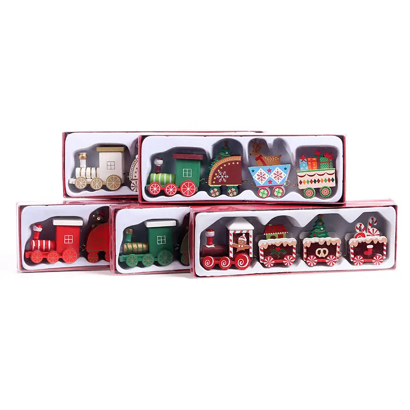 DIY Holzzug Spielzeug für Kinder Schneemann Bär Holz Zug wagen Eisenbahnen Set für Kinder Weihnachten Neujahr Geschenk