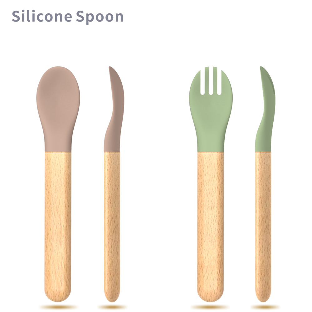 Silicone spoon with wood