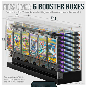 Dispenser Personalizzato in Acrilico Trasparente e Nero a 6 Scomparti per Buste di Espansione, Contiene 240 Pezzi, Compatibile con TCG e Carte Collezionabili Sportive, Vetrina Espositiva - Product Image 2