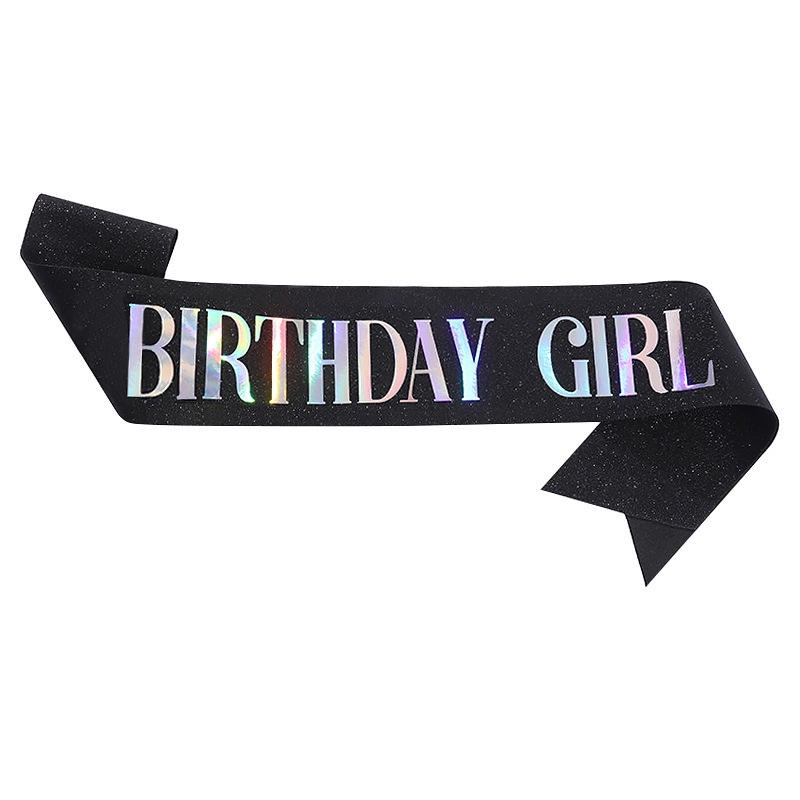 Black glittering birthday girl