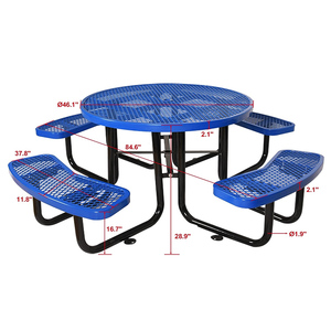 Ngoài trời công viên municipal nhựa nhiệt dẻo thép thương mại Dã Ngoại bảng với băng ghế dự bị bên ngoài Patio kim loại vòng Ăn Dã Ngoại bảng CHA - Product Image 2