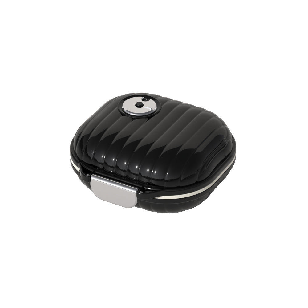 Glossy black square pillbox