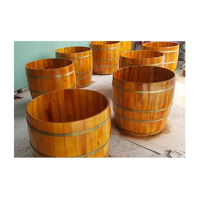 Hot sale high quality custom made round Wooden frame bathtub/ Natrual wooden barrel bath tub from Vietnam (Kaylin +84 817092069)