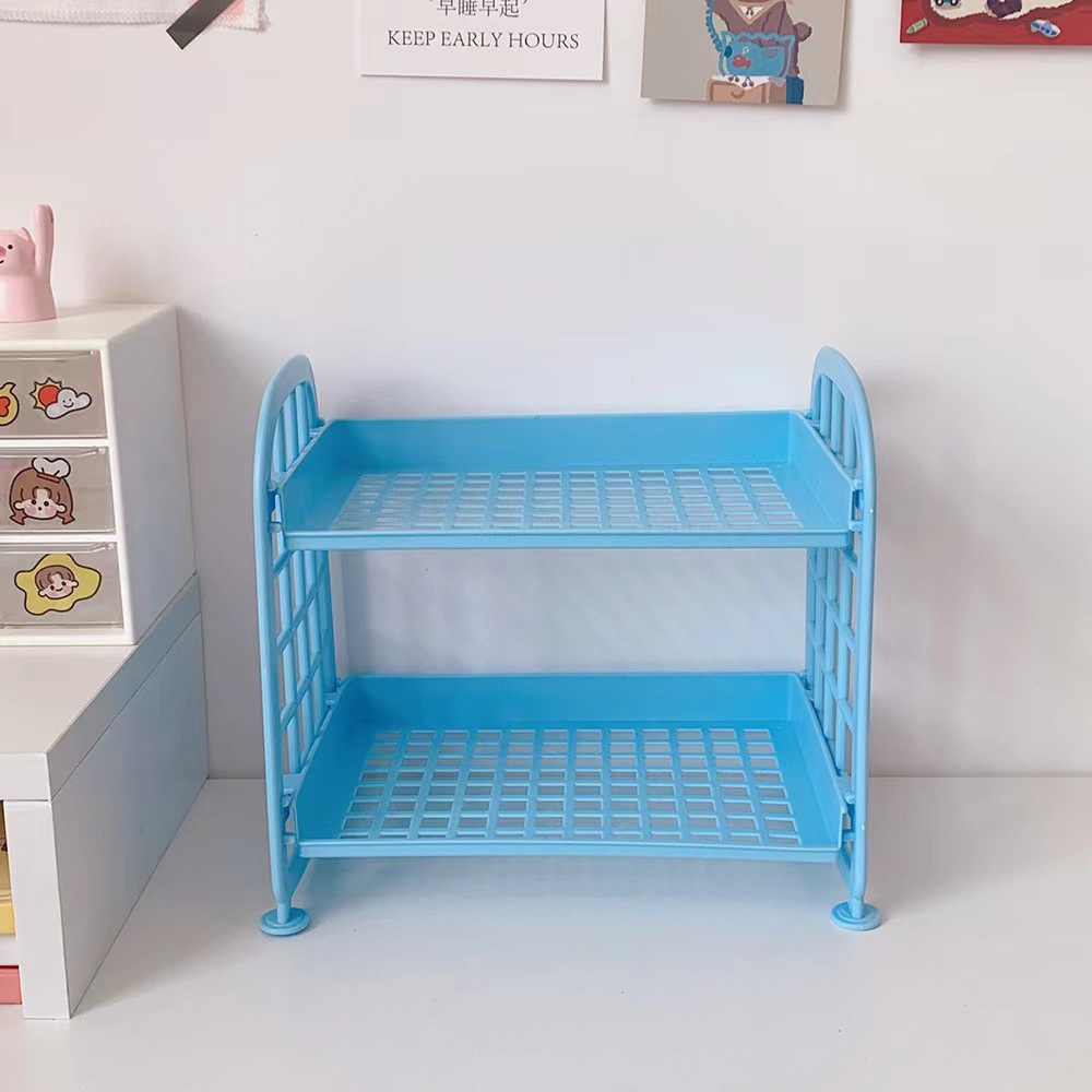 Blue double-layer shelf