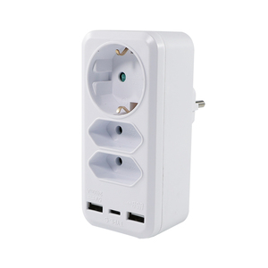 Germany Standard USB a C adattatore di alimentazione Multi-conversione EU presa 3 vie con 3 prese 16A nominale in ottone con presa - Product Image 2