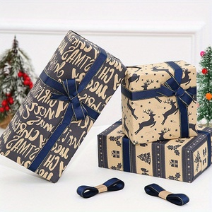Vintage Natal Embrulho Papel Rolls com Rena & <span class=keywords><strong>Snowflake</strong></span> Padrões para Aniversário, Holiday & Festive Gift Packaging