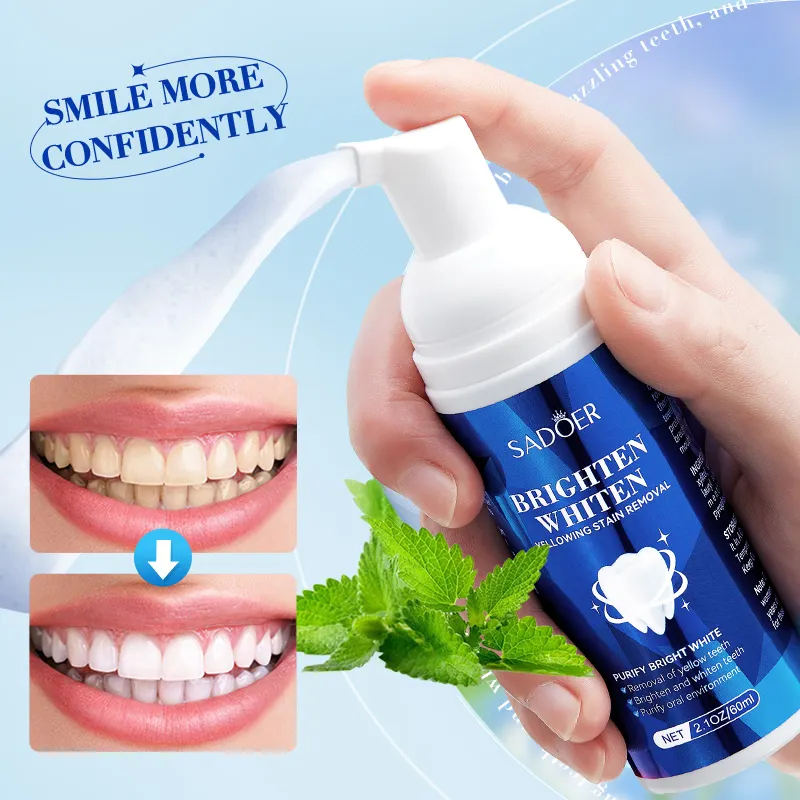 SADOER OEM להסיר כתמי תה ריח טבעי צמחים סודה הלבנת שיניים לשטוף אוראלי טיפול התבהרות להגן על שיניים מוס