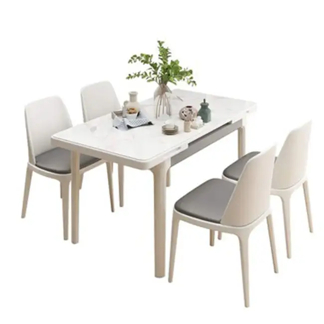 Mesa de comedor cuadrada de madera con sillas, muebles modernos de fábrica