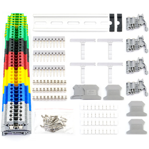 UK2.5B 61PCS Set Screw Clamp End Cover Stop Insertion <strong>Jumper</strong> Bridge Marker <strong>Strip</strong> Assembly Combined Din Rail <strong>Terminal</strong> Block Kit