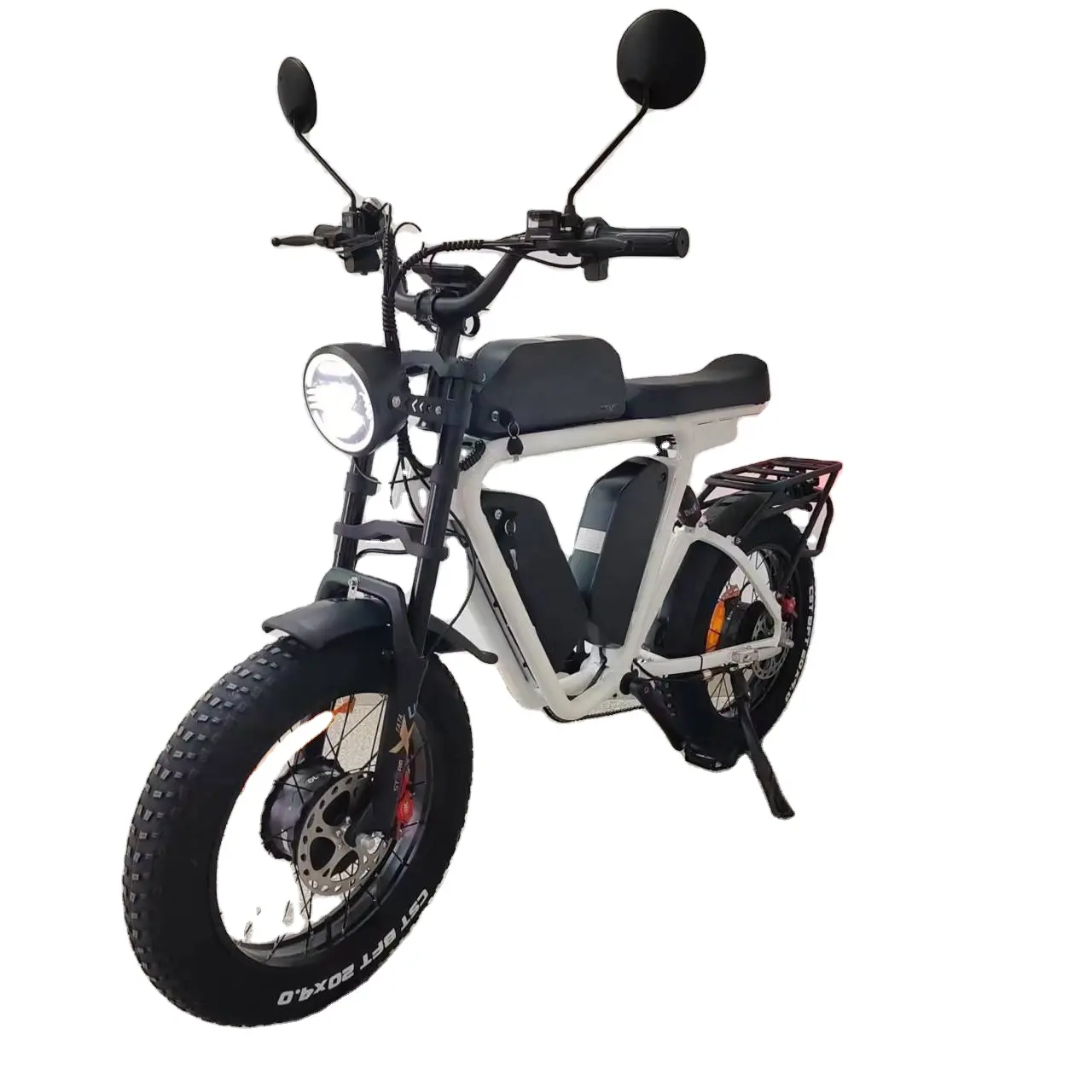 Bafang-bicicleta eléctrica de doble Motor de 52V, bici con Triple batería, 66Ah, freno de aceite, suspensión completa, MTB, 55kmh, neumático ancho