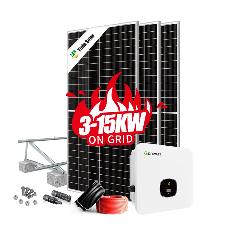 Komple Set güneş enerjisi sistemi 3kw 5kw 8kw 10kw 12kw 15kw ızgara güneş enerjisi paneli sistemi kiti ev için