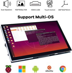 10,1 Zoll 1024x600 Raspberry Pi Kapazitiver Touchscreen-Monitor
