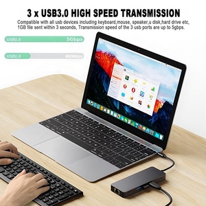 10 in 1 USB C Hub zu Dual HDMI 4K 60Hz USB Typ C Adapter Hub Dock Mit USB 3.0 Ethernet RJ45 1000 Mbit/s