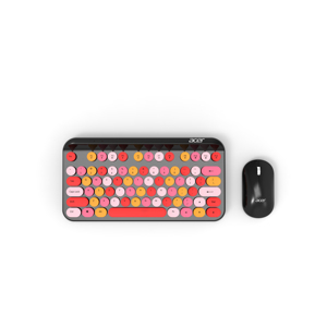 Juego de teclado y ratón redondo retro inalámbrico multicolor listo para enviar - Product Image 2