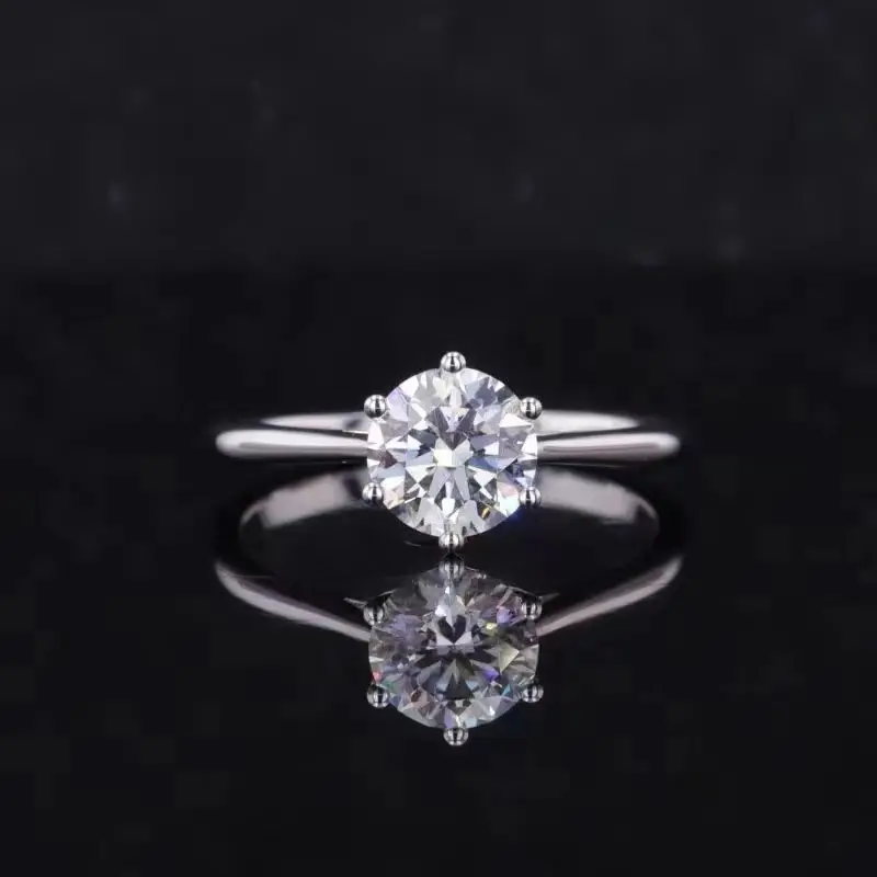 SGARIT gioielli alla moda laboratorio diamante solitario anello 18K oro 1 carato rotondo taglio brillante sei punte anello promessa diamante coltivato da laboratorio