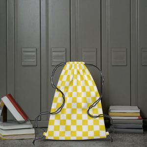 Mochila escolar de algodón con patrón a cuadros de estilo deportivo con sistema de transporte de cuerdas Bolsa de picnic de lona con función de zapato - Product Image 1