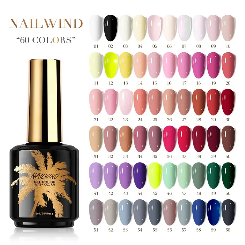 NAILWIND fournisseur d'ongles oem vente en gros pas cher tremper 15ml uv gel vernis à ongles set 60 vegan couleur pastel créer votre propre marque