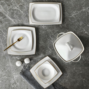 24PCS phong cách hiện đại sang trọng đặt bữa ăn tối Arabic vàng rim gốm đám cưới nhà hàng đồ ăn Hot người bán cup Kit - Product Image 5