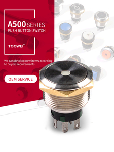 Interruptor de botón iluminado de acero inoxidable de doble Polo de 19mm Toowei - Product Image 2