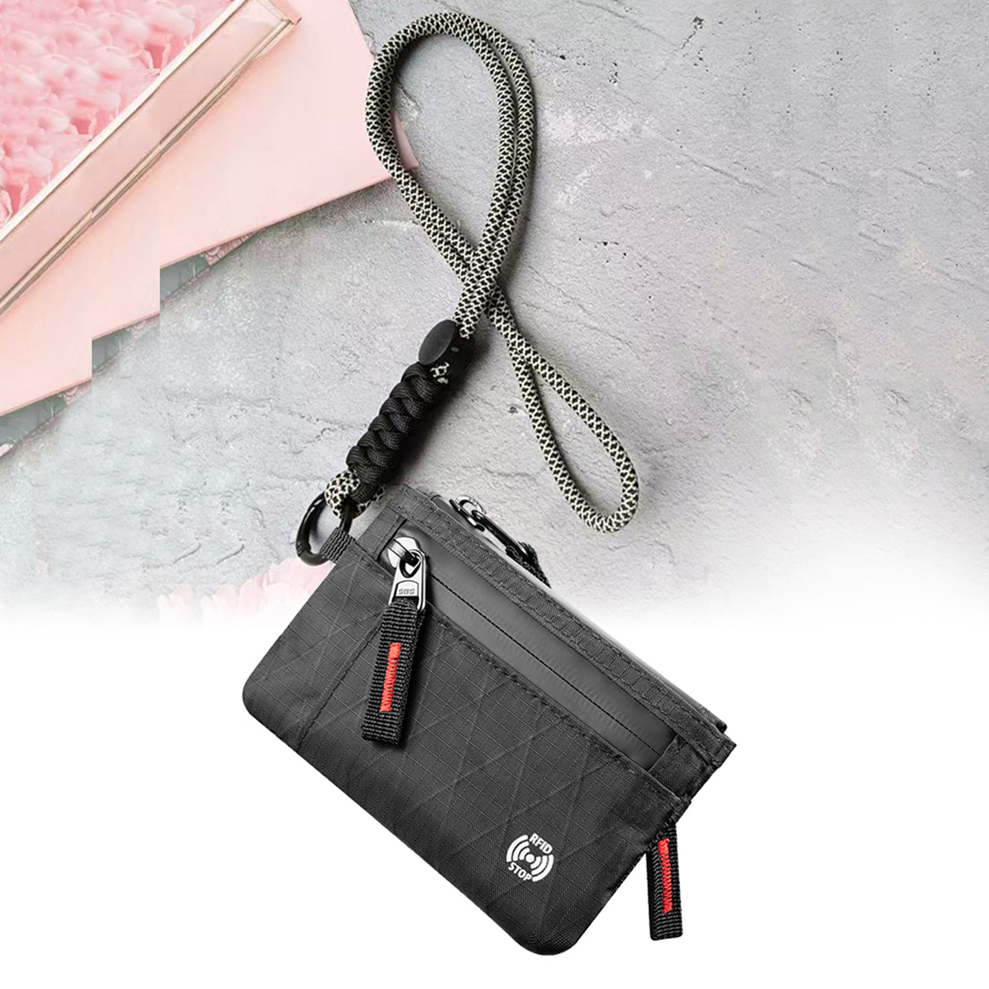 Black-red zipper with lanyard-xpac