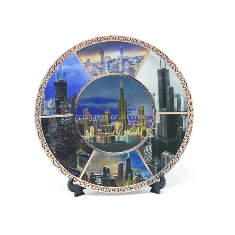 American Chicago Souvenir stampa lastre Charms Logo decorativo in ceramica Chicago Plate Souvenir