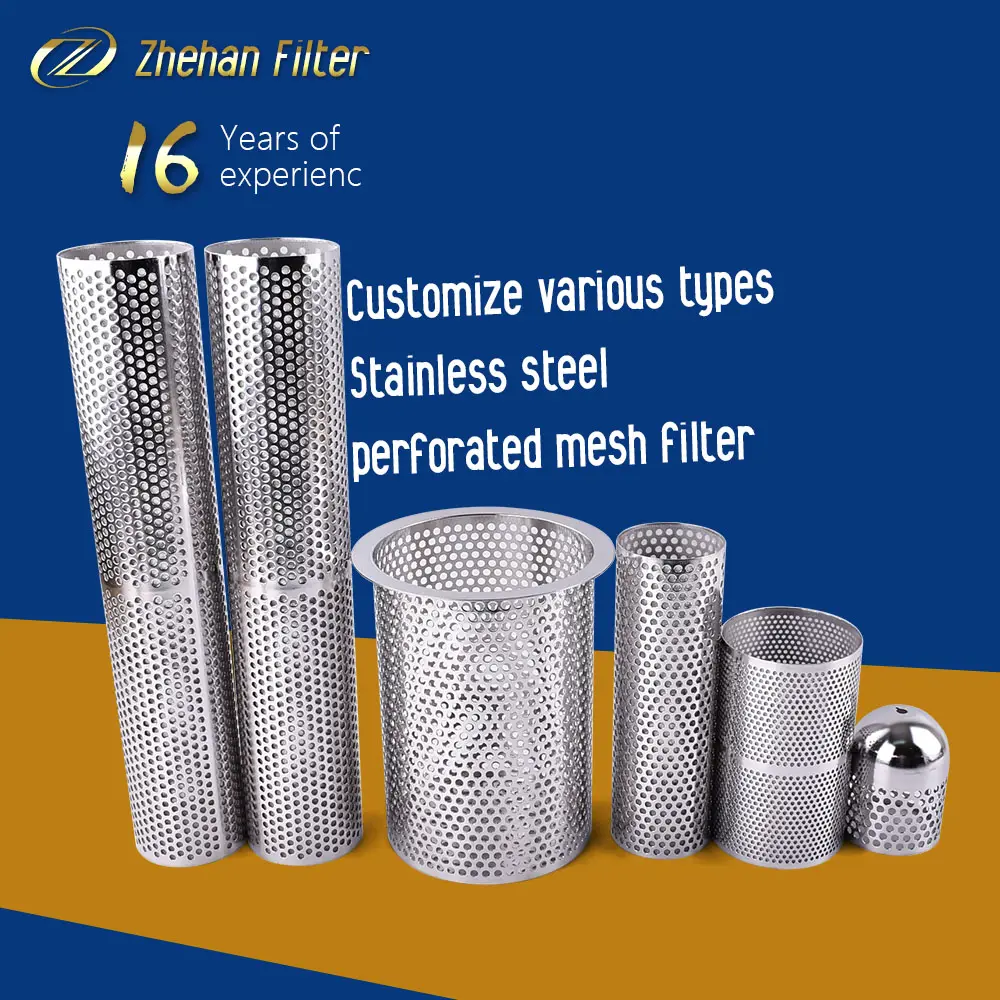 Food grade 80 Mesh Food Grade Stainless Steel perforated cartridge beer fermenter filter strainer metal perforated mesh filter