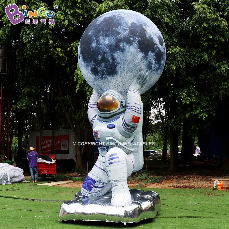 Globo inflable con forma de Luna para decoración de eventos, globo inflable gigante con diseño de fábrica para publicidad, 5m