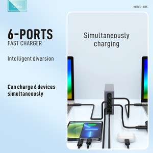 JOKO 2025 220W GaN高速充電器6ポート充電器4 * Type-C & 2 * マルチデバイス用USB-A出力旅行で充電 - Product Image 5
