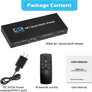 Divisor HDMI con control remoto 4 en 1 Quad Multi-VIEWER HD División de pantalla Soporte de conmutación sin costuras 4K 30Hz
