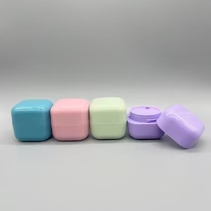 カスタマイズ可能なマカロン化粧品クリームジャー20g 30g 50g <span class=keywords><strong>100g</strong></span>二重壁ブルースクエアプラスチックスキンケア用ガラスジャーふた付き