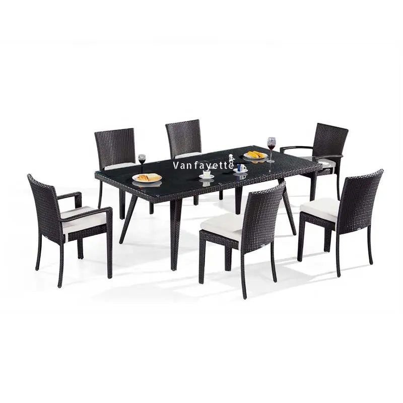 Varanda Pátio jantar Set para 6 Pessoa Lawn Chair com mesa Outdoor Dining Table Set para 6