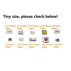 250Pcs/lot 10 Value Tiny Miniature PCB SMD Surface Mount Momentary <strong>Button</strong> Micro Tactile Reset <strong>Push</strong> <strong>Switch</strong> for Car <strong>Keys</strong> Camera - Product Image 3