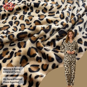 Giá Rẻ Tùy Chỉnh In Thiết Kế Ấm Áp Hai Mặt Dệt Kim 200gsm 100% Polyester Leopard Flannel Lông Cừu Vải Cho Quần Áo - Product Image 1