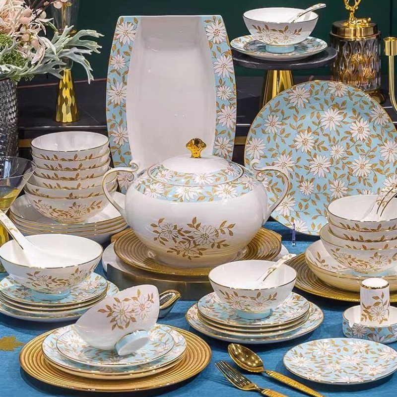 sky blue 60pcs dinner set