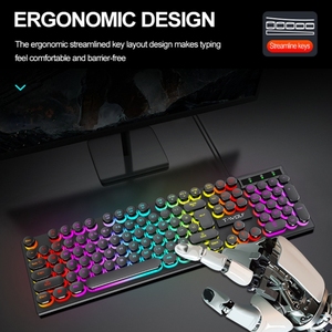 Listo para enviar para el teclado de computadora Retro Punk con cable de juego de oficina iluminado RGB de 104 teclas T80 de - Product Image 2