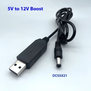 สายแปลง1A USB DC 5V เป็น DC 12V สายจ่ายไฟแรงดัน5V พร้อมแจ็ค DC 5.5x2.1มม. สำหรับเราเตอร์ไร้สายเสียง - Product Image 3