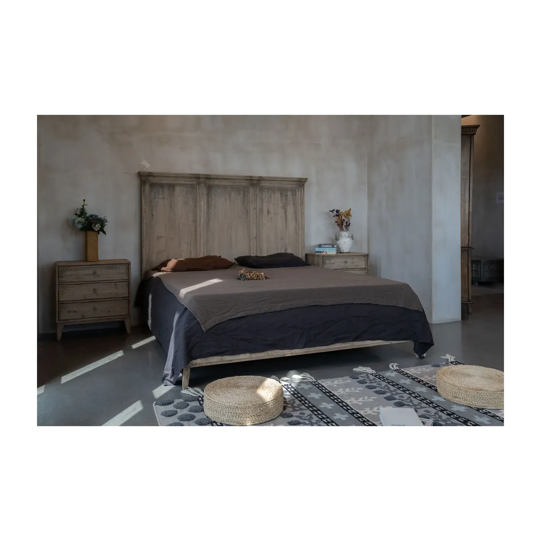 Cama doble de madera para dormitorio, diseño clásico, larga duración, alta calidad