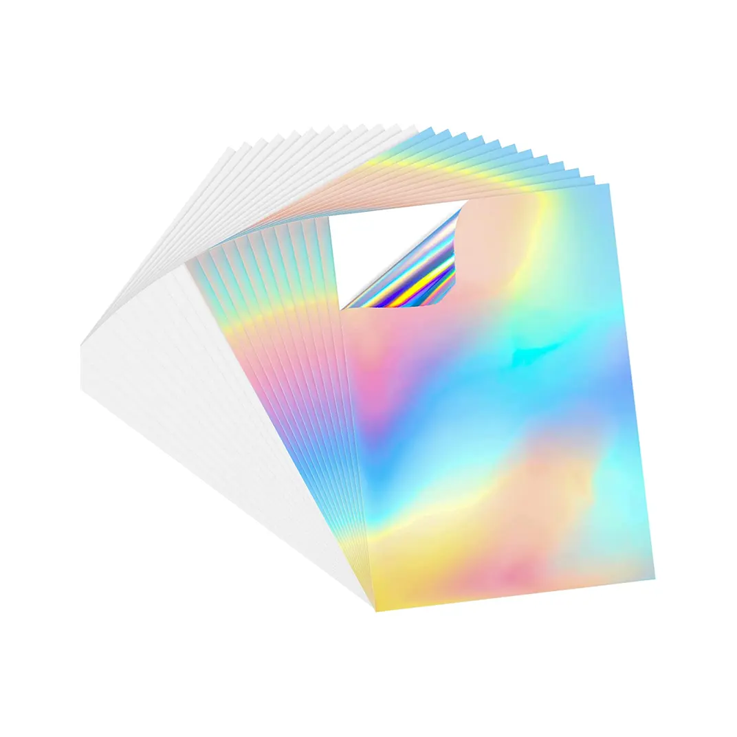 Carta adesiva in vinile per stampante a getto d'inchiostro Laser olografica adesiva stampabile arcobaleno A4