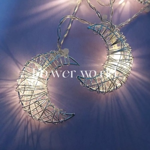 Gold Silver LED Fairy <span class=keywords><strong>String</strong></span> Lights Plastic Decoração para casa para Eid Mubarak Ramadan Feito na forma de uma lua