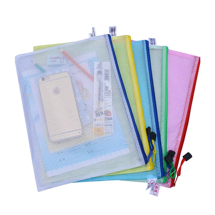Folder File Ritsleting Tempat Pensil Kotak Pensil Tas Plastik PVC untuk Kantor Tas Dokumen Siswa Tahan Air