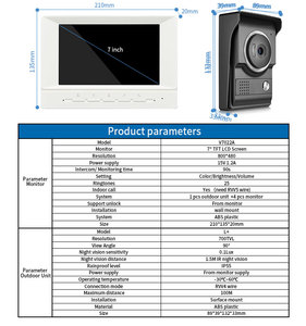 Nueva llegada sistema de intercomunicación de vídeo con cámara de timbre impermeable para la seguridad del hogar Video puerta teléfono intercomunicador Sys - Product Image 3