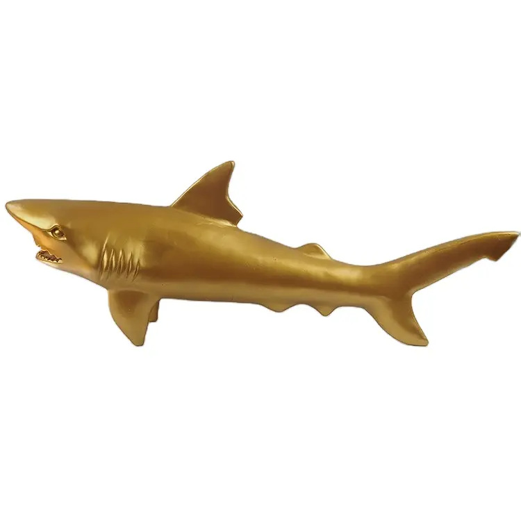 Adornos decorativos de resina para escritorio, estatua de criatura marina, tiburón dorado, regalos pequeños para vacaciones