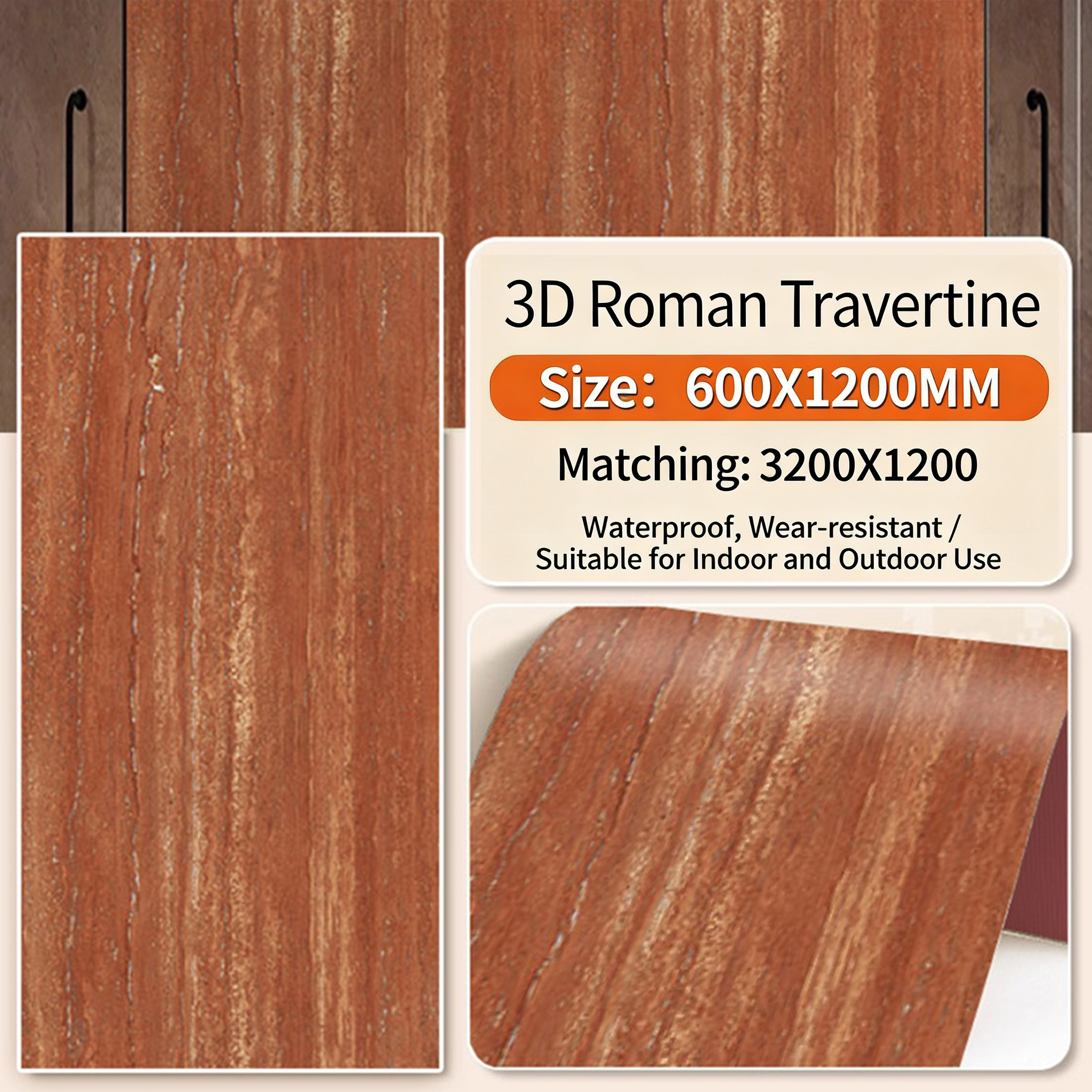 Travertin Romain 3D Rouge Danxia