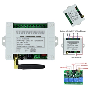 <strong>Wireless</strong> 4CH Remote <strong>Controller</strong> LED Light Switch <strong>Relay</strong> <strong>Output</strong> Radio RF Remote Control 433Mhz Receiver-ABIU - Product Image 3