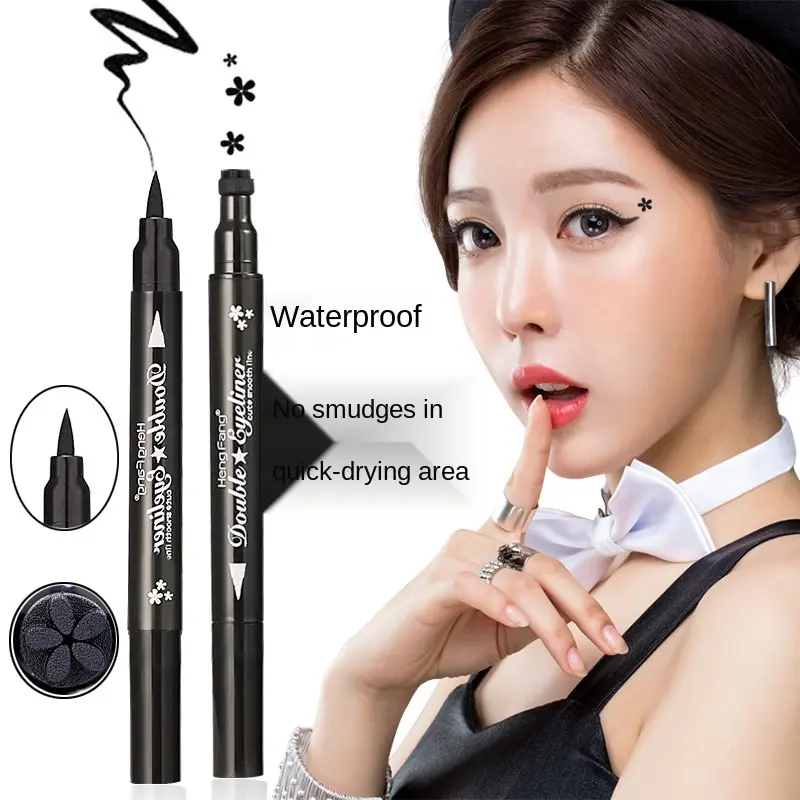 Hengfang Make-Up Spons Eyeliner Koreaanse Cosmetica Private Label Hoge Kwaliteit 2 In 1 Langdurige Afdichting Dubbelzijdig Eyeliner Potlood