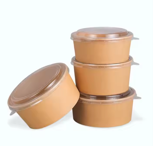 Grosir sekali pakai EUDR disesuaikan bulat kertas Kraft mangkuk tahan air kustom cetak logo kertas <span class=keywords><strong>Salad</strong></span> Poke mangkuk dengan tutup PE - Product Image 2