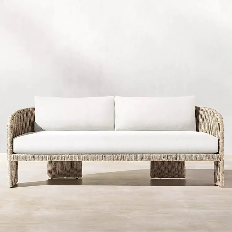 Foshan fabbrica moderno Hotel di lusso mobili da giardino divano Patio corda in alluminio Rattan divano esterno in vimini