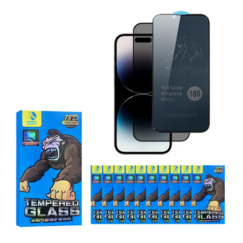 10 trong 1 Bộ 18D Vua Kong túi khí HD sự riêng tư Tempered Glass bảo vệ màn hình cho iPhone đối với Samsung Huawei