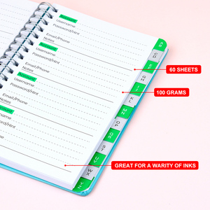Office Internet Address Keeper Logbook con fichas de índice A6 Contraseña de correo electrónico Registro Libro de direcciones Diario Cuaderno personalizado - Product Image 6